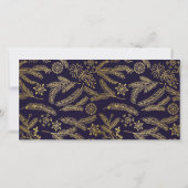 Golden Wreath Monogram Vakantie 2 Fotokaart Blauw Feestdagenkaart (Achterkant)