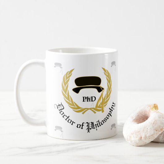 Golden Wreath PhD Doctor Degree Afstuderen Koffiemok (Met donut)