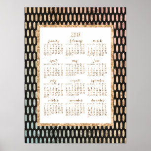 Golden Yarly 2017 Calendar Poster Black 18x24