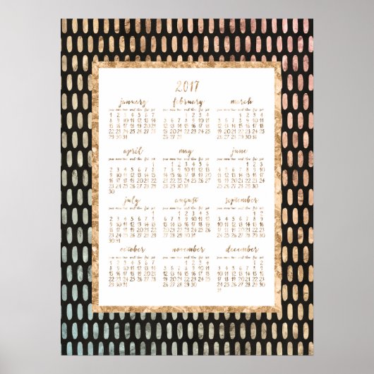 Golden Yarly 2017 Calendar Poster Black 18x24 (Voorkant)