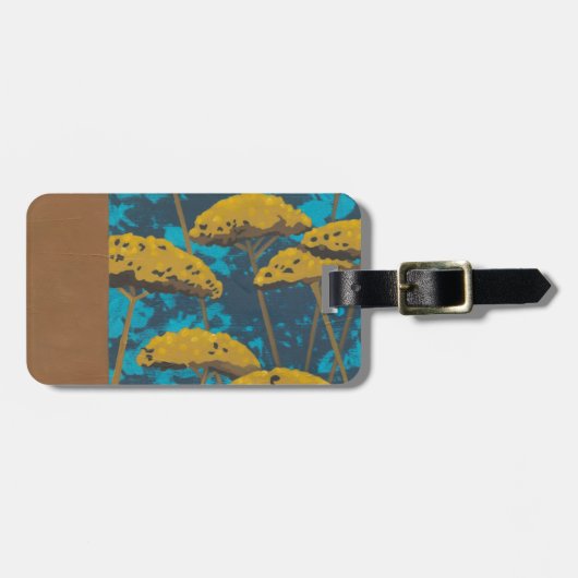 Golden Yarrow Garden met blauwe achtergrond Bagagelabel (Voorkant horizontaal)