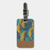 Golden Yarrow Garden met blauwe achtergrond Bagagelabel (Voorkant verticaal)