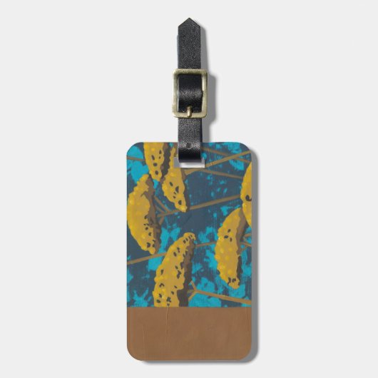 Golden Yarrow Garden met blauwe achtergrond Bagagelabel (Voorkant verticaal)