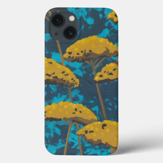 Golden Yarrow Garden met blauwe achtergrond Case-Mate iPhone Case (Achterkant)