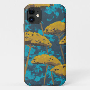 Golden Yarrow Garden met blauwe achtergrond iPhone 11 Hoesje