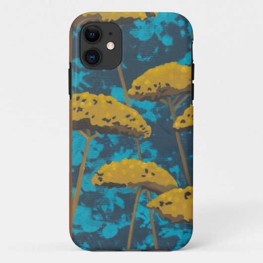 Golden Yarrow Garden met blauwe achtergrond Case-Mate iPhone Case (Achterkant)