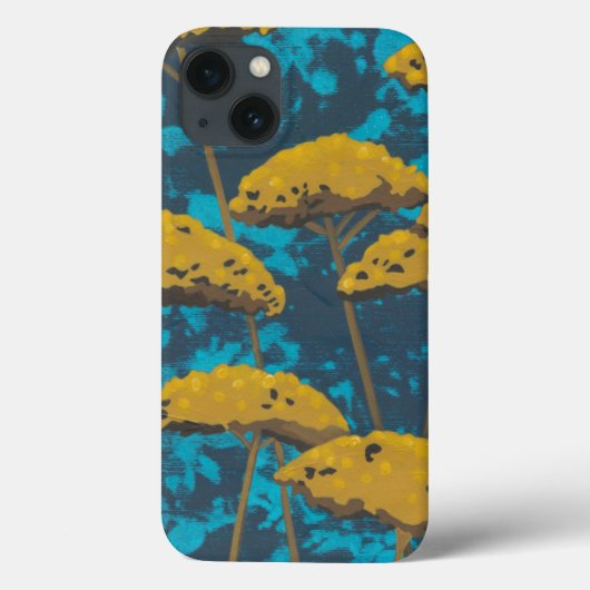 Golden Yarrow Garden met blauwe achtergrond Case-Mate iPhone Case (Achterkant)