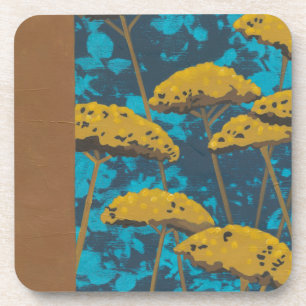 Golden Yarrow Garden met blauwe achtergrond Drankjes Onderzetter