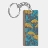 Golden Yarrow Garden met blauwe achtergrond Sleutelhanger (Voorkant Links)