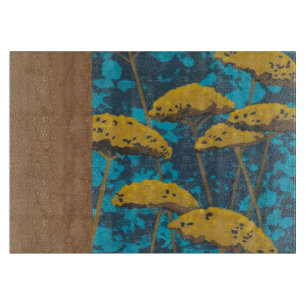 Golden Yarrow Garden met blauwe achtergrond Snijplank