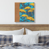 Golden Yarrow Garden met Blue Background Canvas Afdruk (Insitu (Slaapkamer))