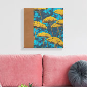Golden Yarrow Garden met Blue Background Canvas Afdruk (Insitu (Woonkamer))