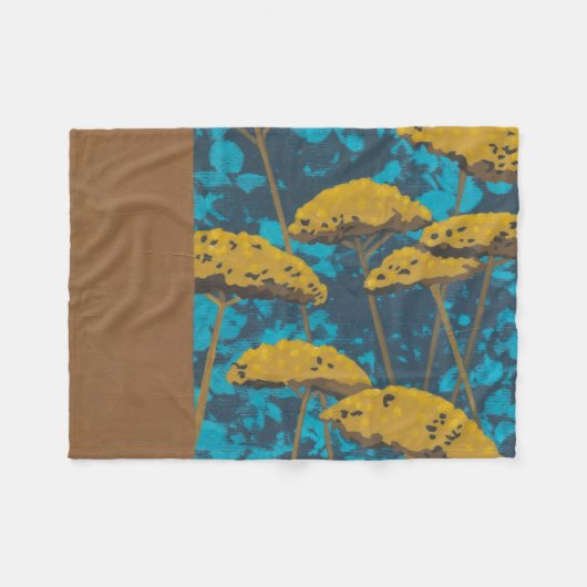 Golden Yarrow Garden met Blue Background Fleece Deken (Voorkant (Horizontaal))