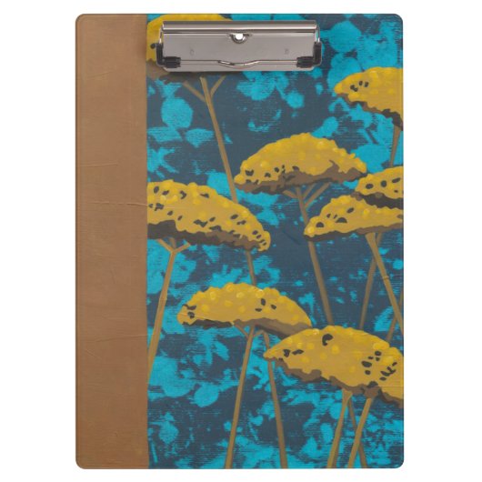 Golden Yarrow Garden met Blue Background Klembord (Voorkant)