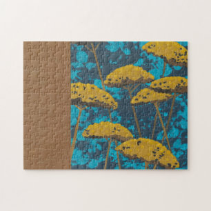 Golden Yarrow Garden met Blue Background Legpuzzel