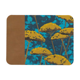 Golden Yarrow Garden met Blue Background Magneet