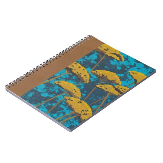 Golden Yarrow Garden met Blue Background Notitieboek (Linkerzijde)