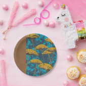 Golden Yarrow Garden met Blue Background Papieren Bordje (Feest)