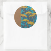Golden Yarrow Garden met Blue Background Ronde Sticker (Tas)