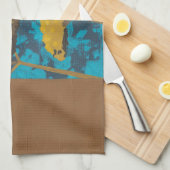 Golden Yarrow Garden met Blue Background Theedoek (Quarter Fold)