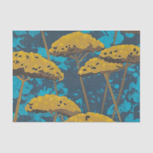 Golden Yarrow Garden met Blue Background Tissuepapier (Voorkant)
