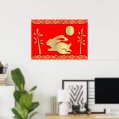 Golden Year of the Rabbit Poster Print (Thuiskantoor)