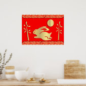 Golden Year of the Rabbit Poster Print (Keuken)