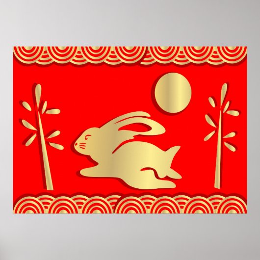 Golden Year of the Rabbit Poster Print (Voorkant)