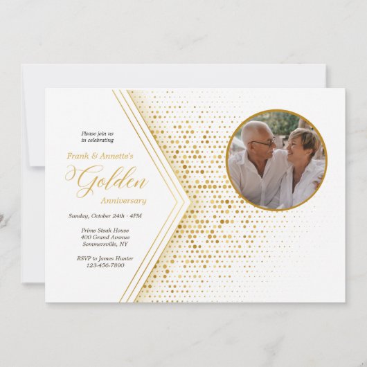 Golden Years Photo Jubileum Party Invitation Kaart (Voorkant)