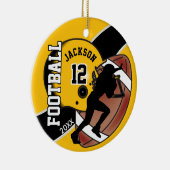 Golden Yellow and Black Football Player Keramisch Ornament (Rechts)