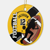 Golden Yellow and Black Football Player Keramisch Ornament (Links)