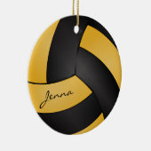 Golden Yellow and Black Personalize Volleyball 🏐 Keramisch Ornament (Rechts)