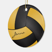 Golden Yellow and Black Personalize Volleyball 🏐 Keramisch Ornament (Links)