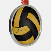 Golden Yellow and Black Personalize Volleyball Metalen Ornament (Rechts)