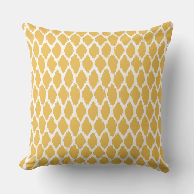 Golden Yellow and White Ogee Patterned Pillow Kussen (Voorkant)