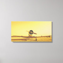 Golden Yellow Antiek Airplane Wingspan Canvas Afdruk