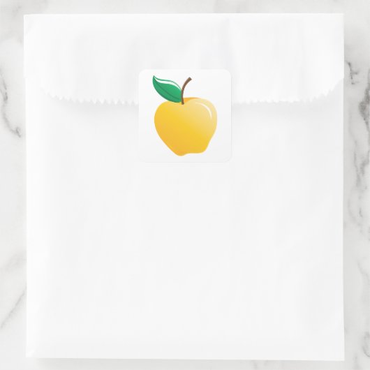 Golden Yellow Apple Vierkante Sticker (Tas)