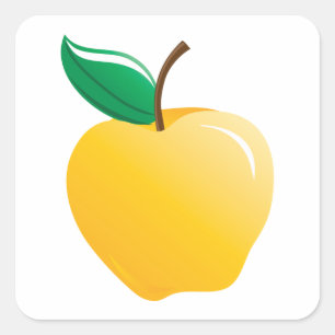 Golden Yellow Apple Vierkante Sticker