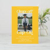 Golden Yellow Athlete Afstuderen verwijdert Pet op Kaart (Staand voorkant)