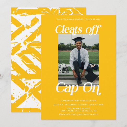 Golden Yellow Athlete Afstuderen verwijdert Pet op Kaart (Voorkant / Achterkant)