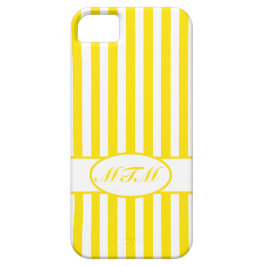 Golden Yellow Autumnal Stripes met monogram Case-Mate iPhone Case