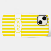 Golden Yellow Autumnal Stripes met monogram Case-Mate iPhone Case (Achterkant (horizontaal))