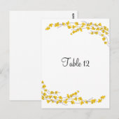 Golden Yellow Blossom Table Seating Kaart (Voorkant / Achterkant)