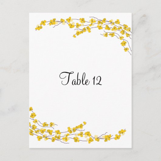 Golden Yellow Blossom Table Seating Kaart (Voorkant)