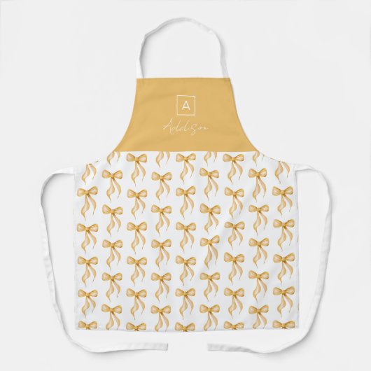Golden Yellow Bow Pattern Monogram Personalized Schort (Voorkant)