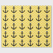 Golden Yellow Chevron Anchor Cadeaupapier (Vlak)