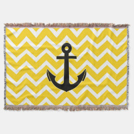 Golden Yellow Chevron Anchor Deken