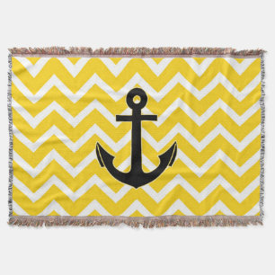 Golden Yellow Chevron Anchor Deken