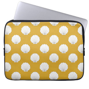 Golden Yellow Clamshells Seashells Pattern Laptop Sleeve