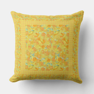 Golden Yellow Daffodils en Check Gingham Border Kussen